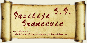 Vasilije Vrančević vizit kartica